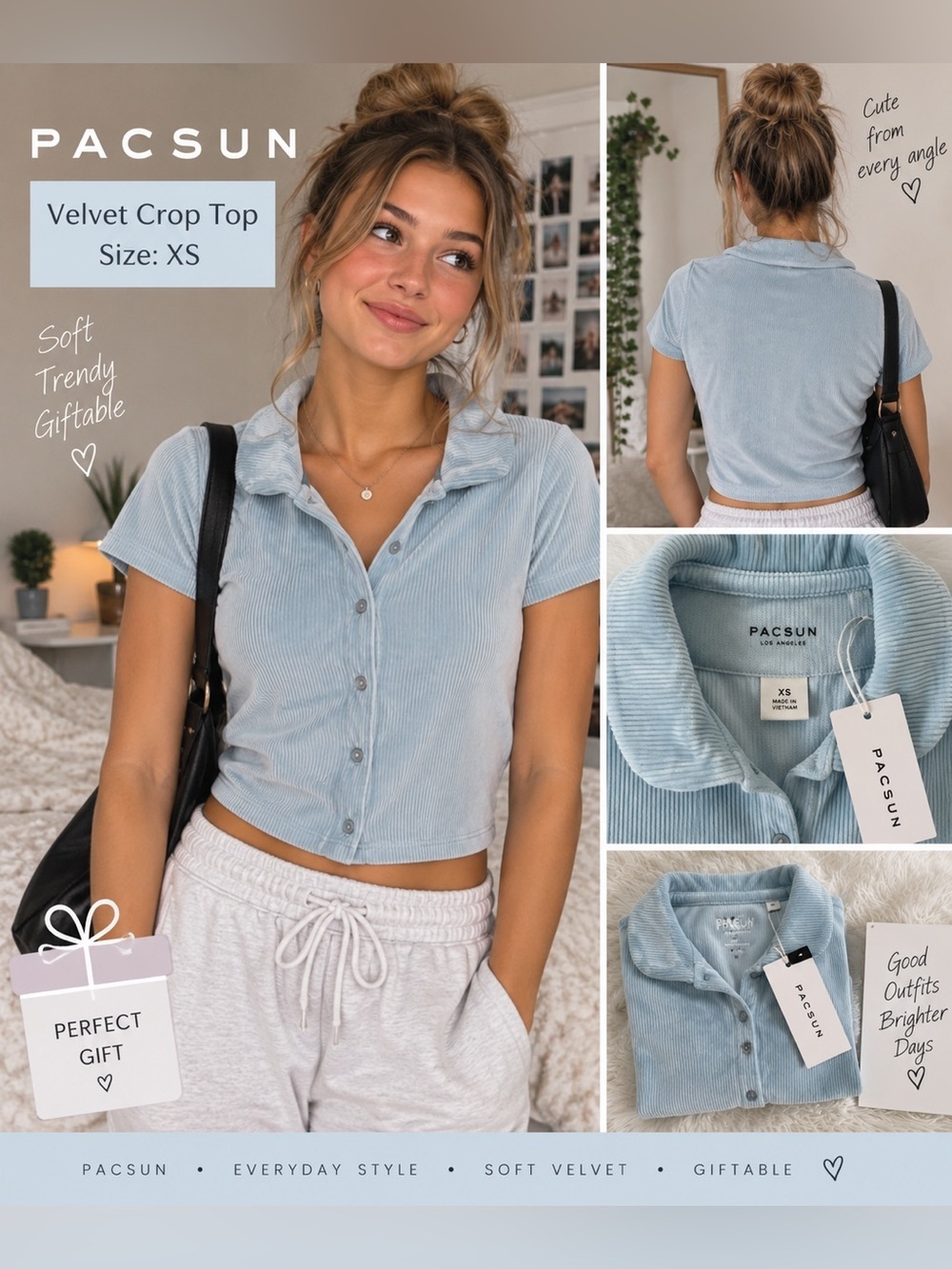 PacSun Velvet Crop Top size extra small XS
